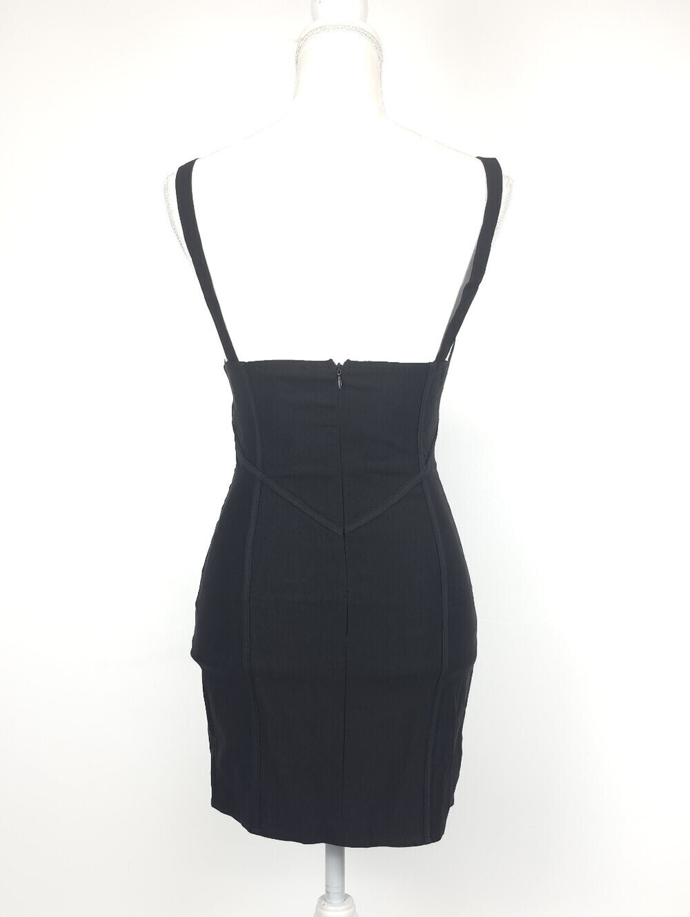 NWT Motel Rocks Rindani Black Fitted V-Neck Mini Dress Size Medium - Picture 4 of 7